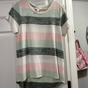Market & Spruce Multicolor Striped Short Sleeve Top
